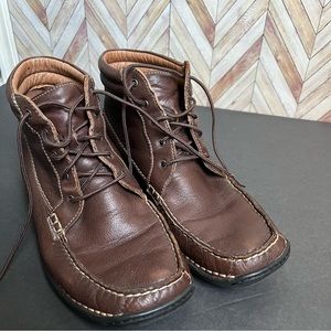 Vintage Hush Puppies Work Boots Mens 8.5 Coffee Bean Brown Ankle Top Leather